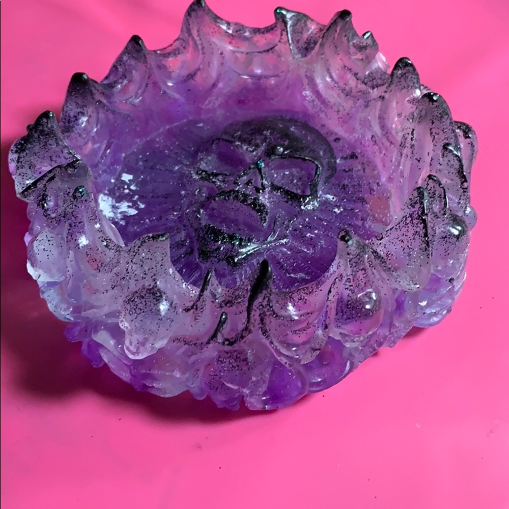 Skull & Bones Resin Ashtray with Alcohol Ink